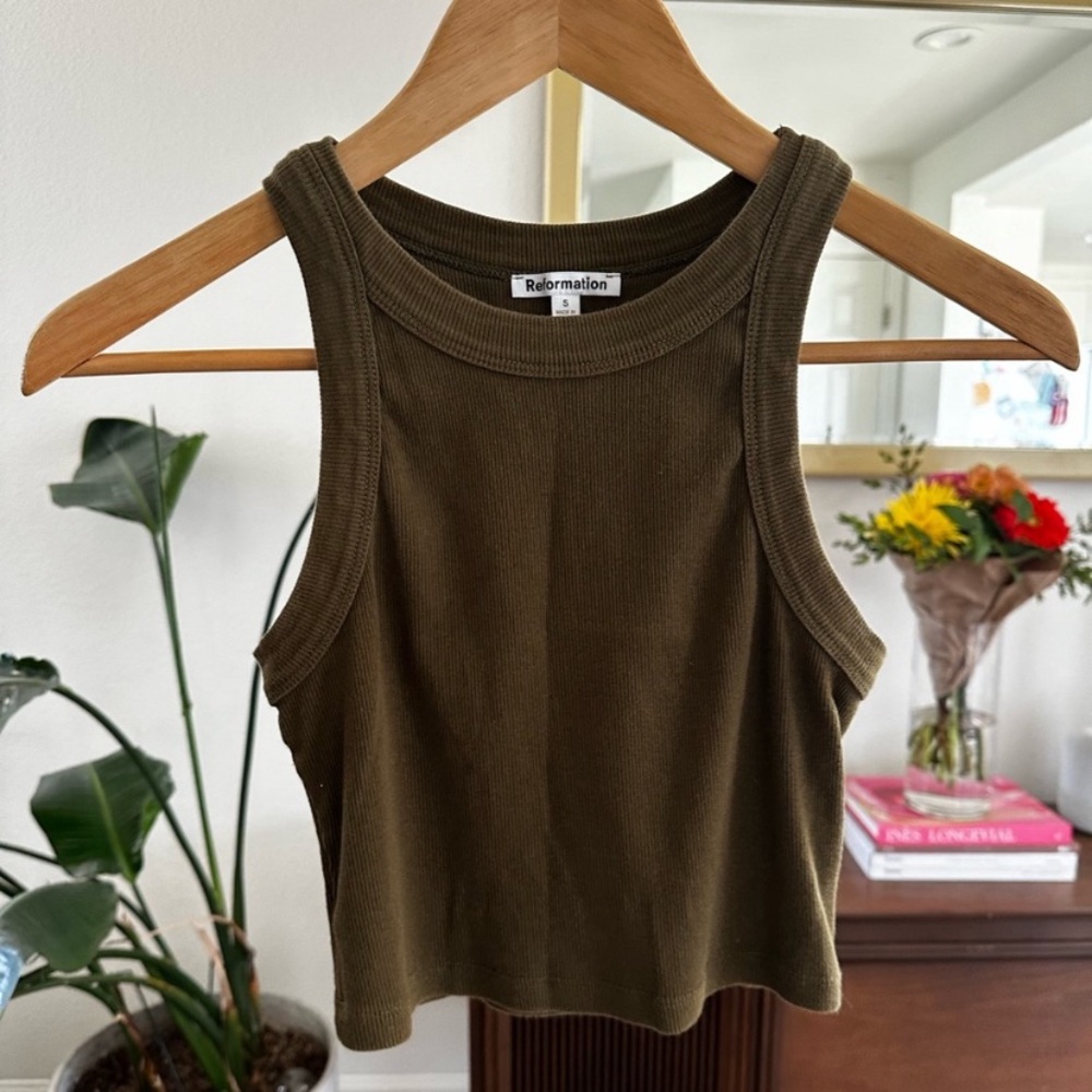 Reformation Olive Green Tank Top